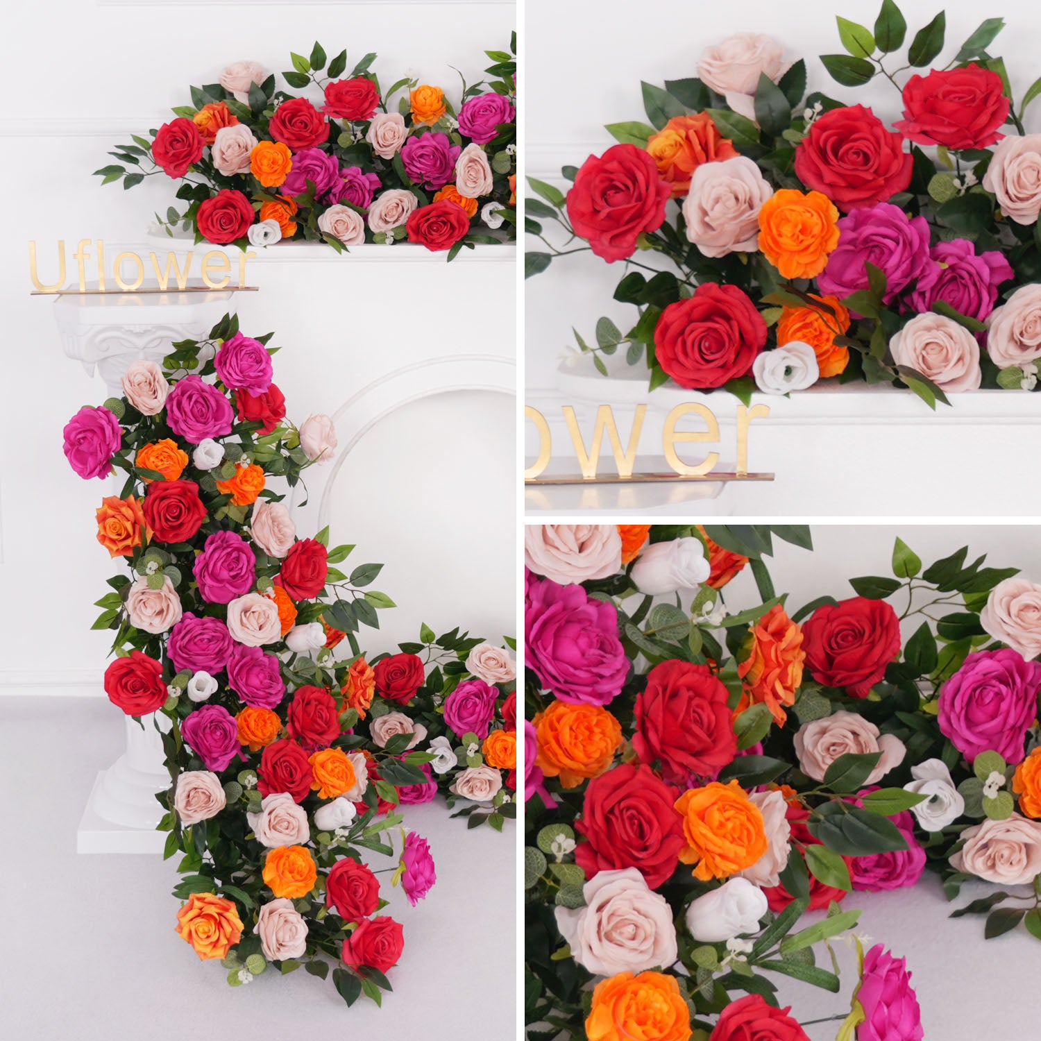 Uflower Colored Sofa Table Runner Floor Flower Arrangement
